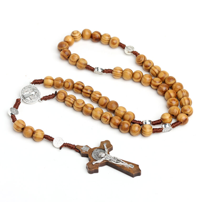 Natural wooden rosary ornaments in Christianity