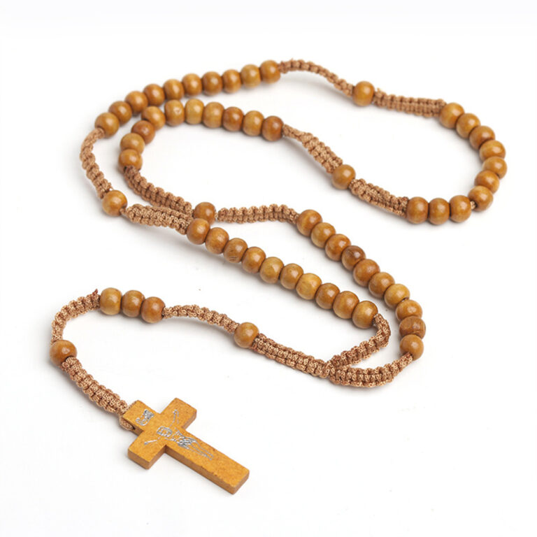 Natural Wood rosary Necklace N05