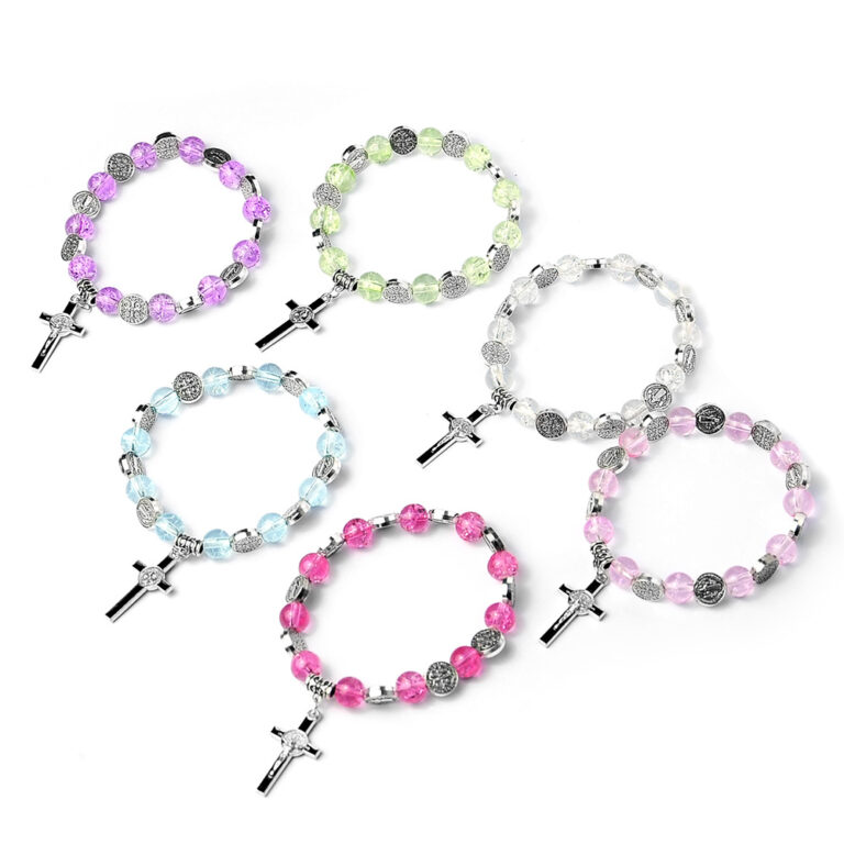 Faceted crystal bead cross bracelet