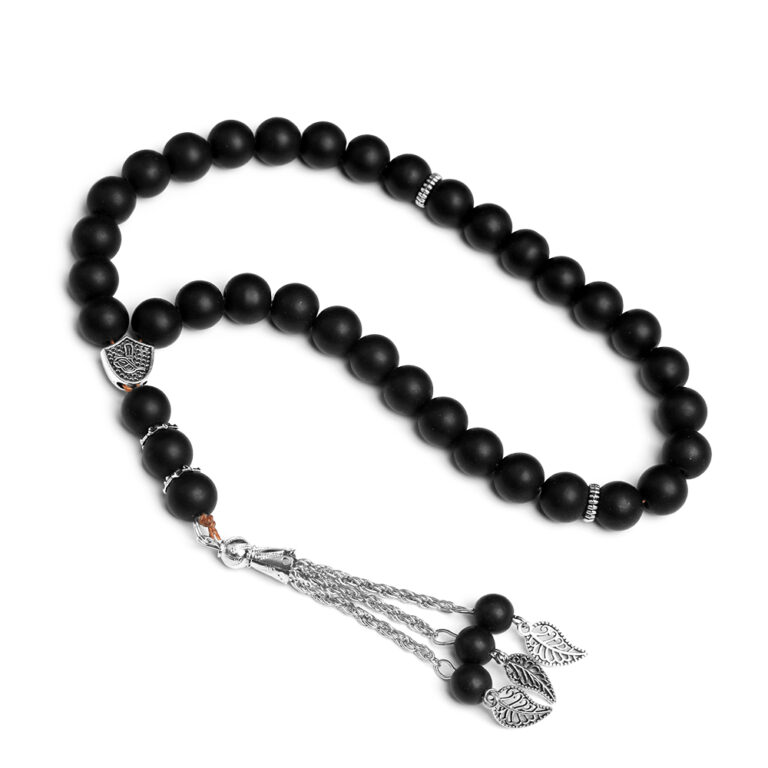 Islamic prayer beads in black frosted crystal