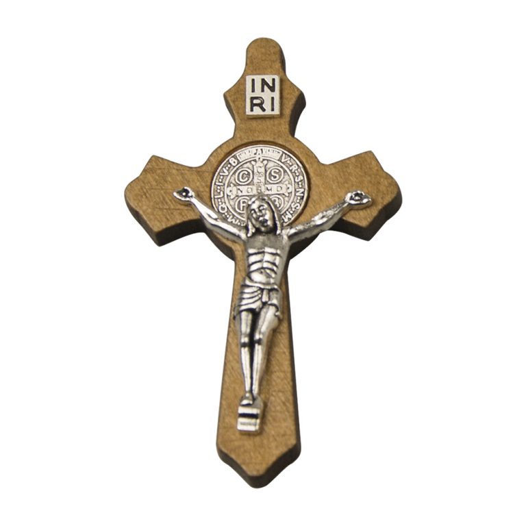 INRI Wood Cross Pendant – Latin Inscription