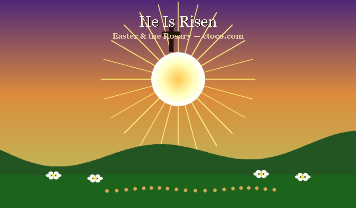 Easter sunrise cross and rosary beads