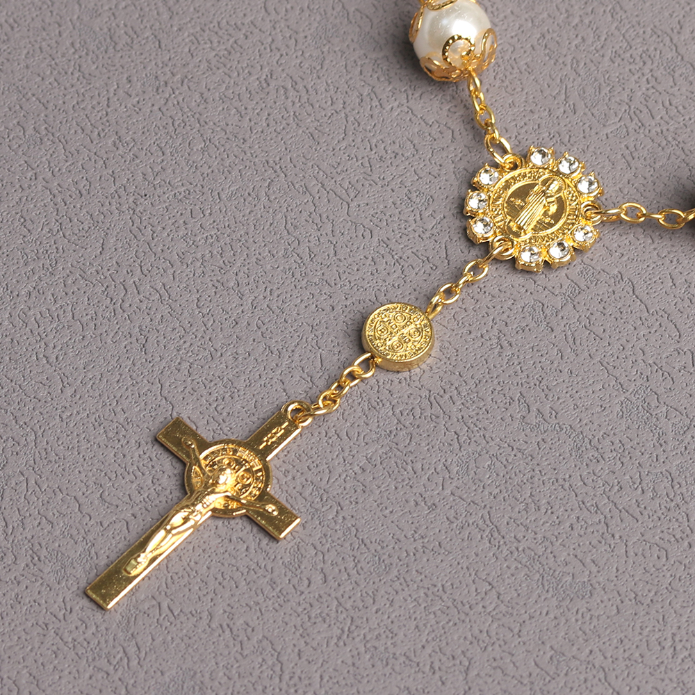 Catholic Rosary Bracelet - Glass Bead with Zinc Alloy Cross