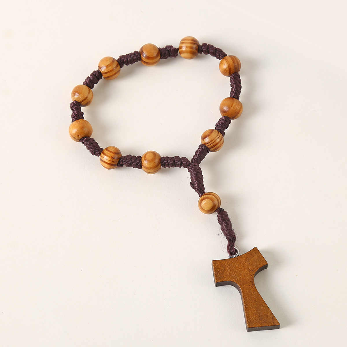 Cross Rosary Bracelet - 8mm Bead Stretch Bracelet