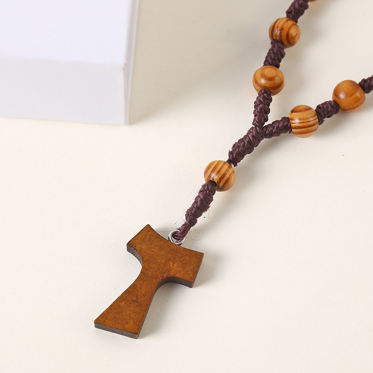 Cross Rosary Bracelet - 8mm Bead Stretch Bracelet