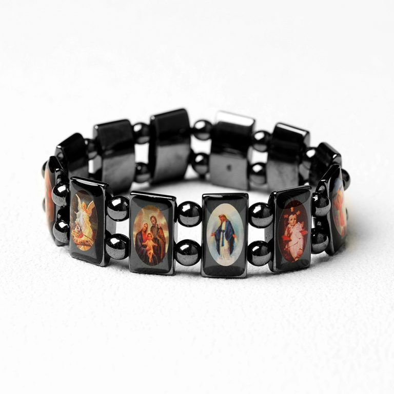 Hematite Bracelet – Catholic Orthodox Icon Gift for Baptism First Communion