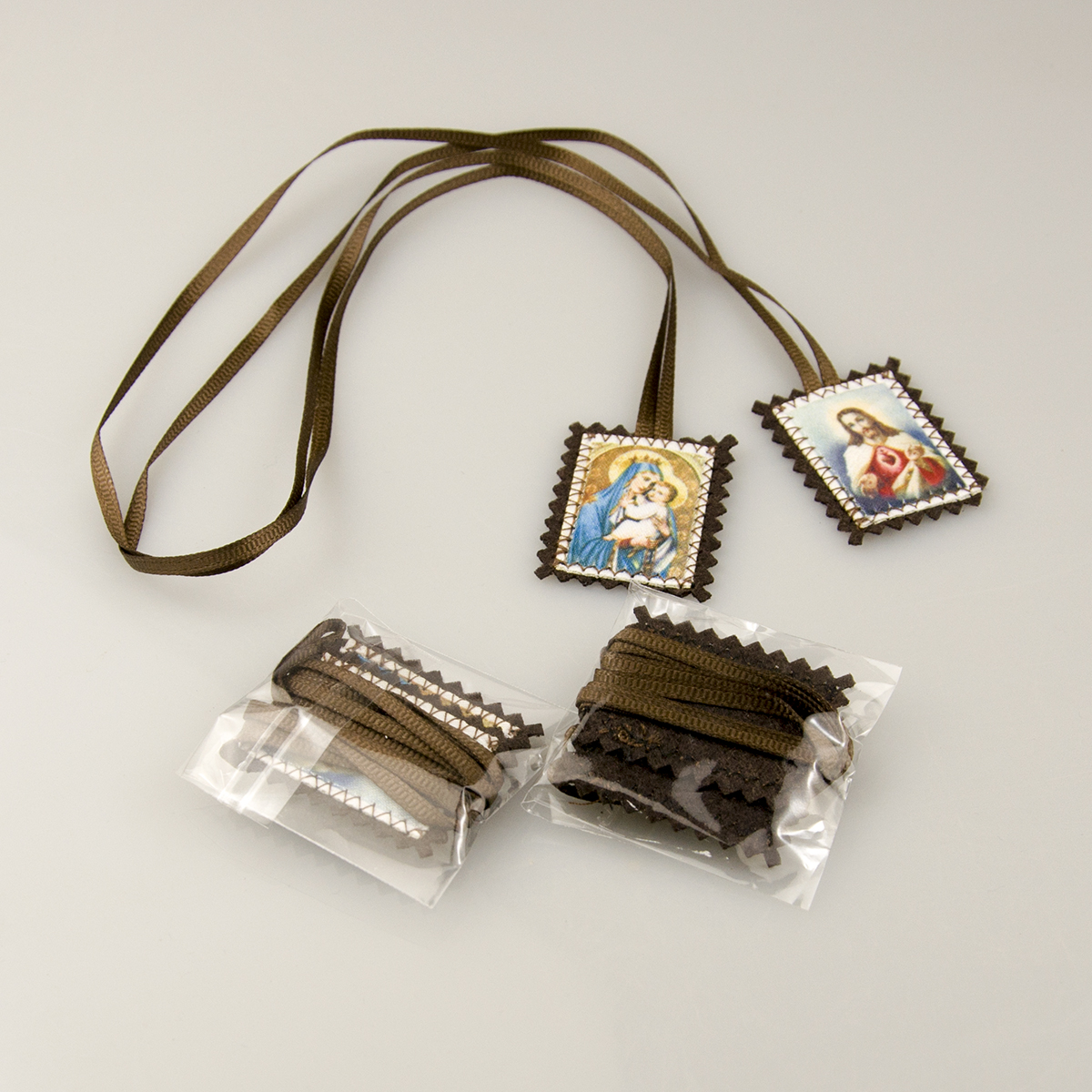 Catholic Scapulars - Jesus and Virgin Mary Devotional Cloth Religious Gift