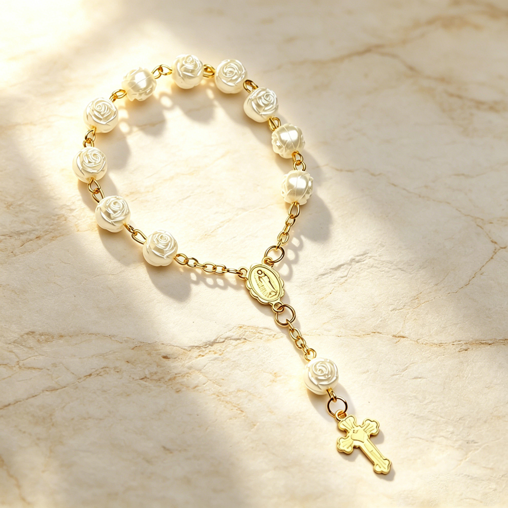 Plastic Cross Bracelet for Catholic First Communion Baptism - Alloy Charm Religious Gift