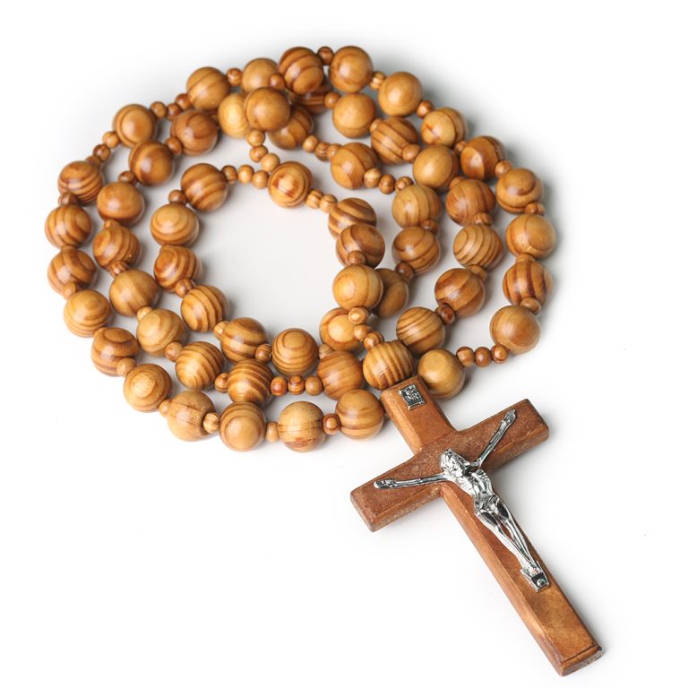 Wall Cross Rosary Decor – Catholic Large Wooden Wall Hanging Cross Ornament