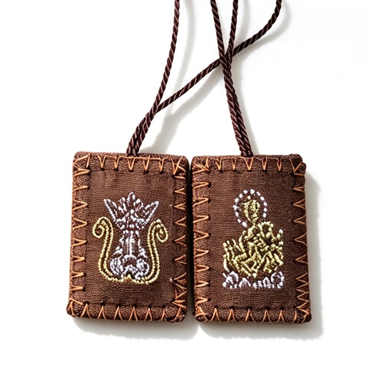 Catholic Brown Scapular of Our Lady of Mount Carmel – Embroidered Felt Devotional Religious Gift