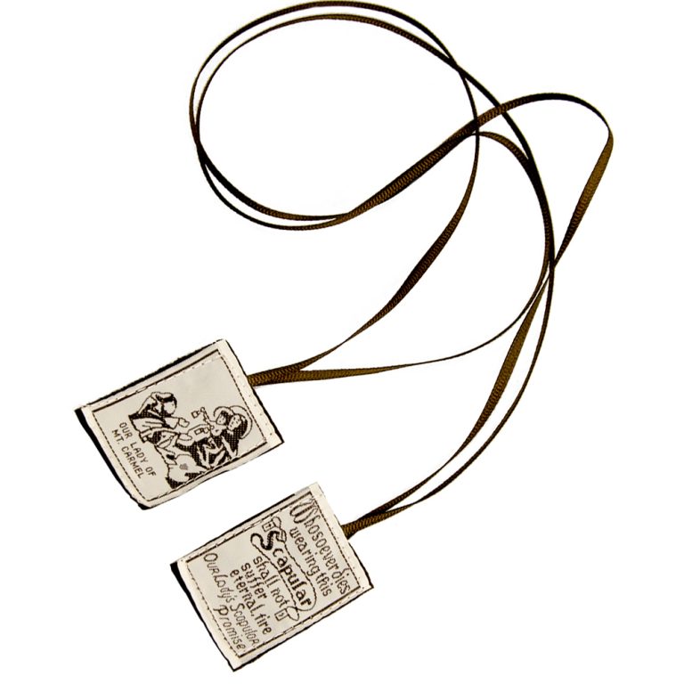 Catholic Brown Scapular – Our Lady of Mount Carmel Devotional Embroidered Felt Religious Gift