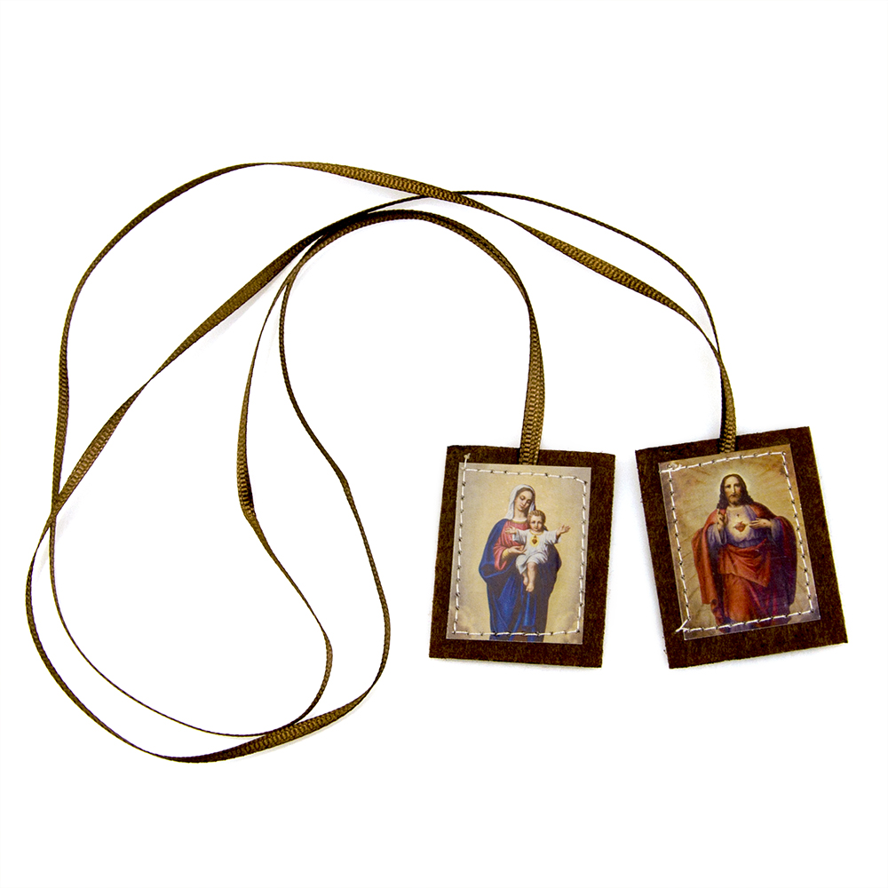 Catholic Felt Scapular - Sacred Heart of Jesus and Virgin Mary Devotional Religious Gift