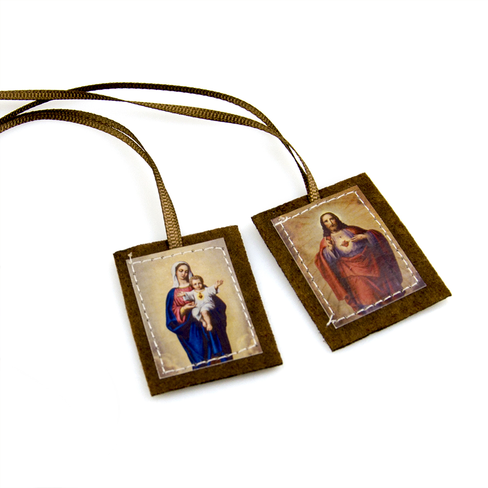 Catholic Felt Scapular - Sacred Heart of Jesus and Virgin Mary Devotional Religious Gift