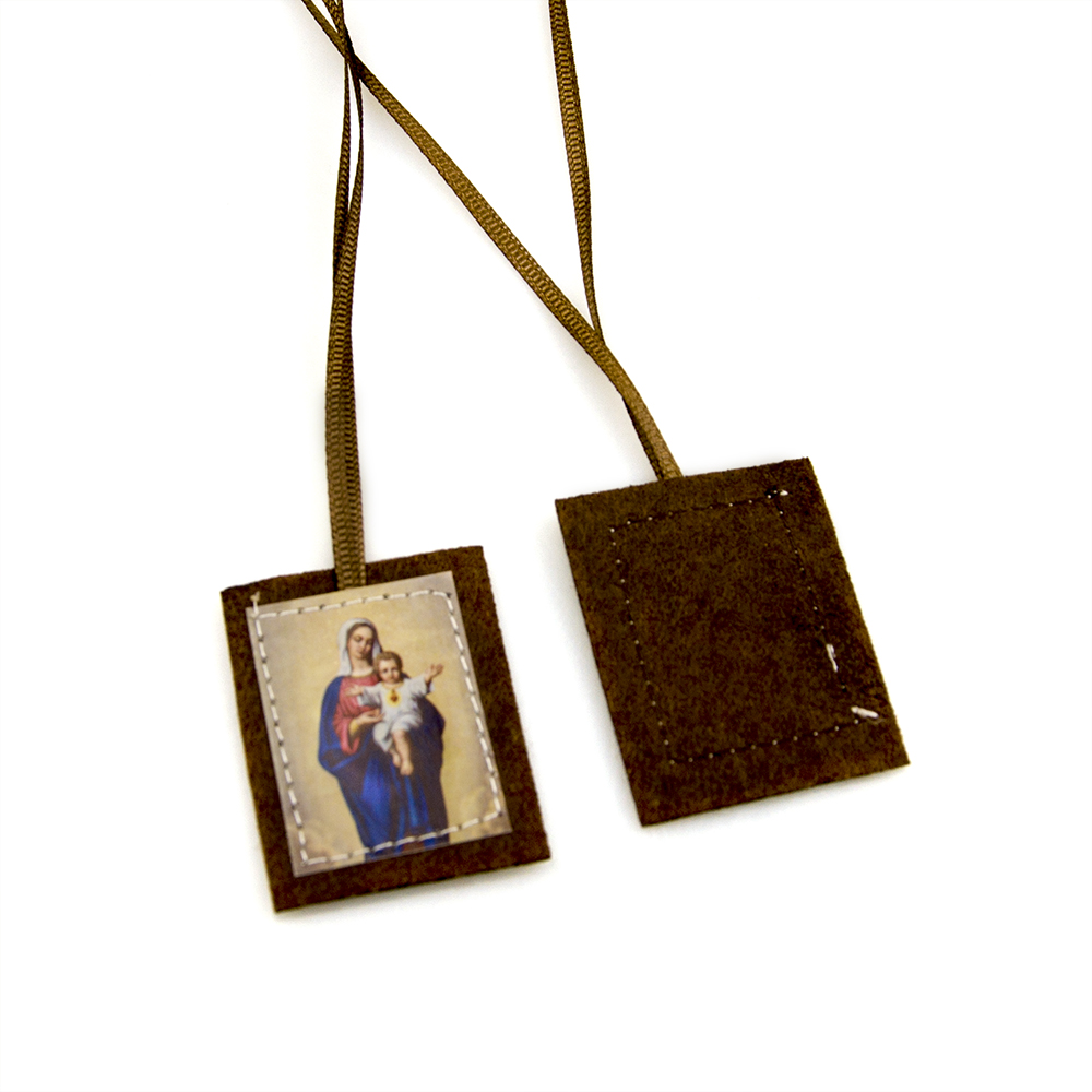 Catholic Felt Scapular - Sacred Heart of Jesus and Virgin Mary Devotional Religious Gift