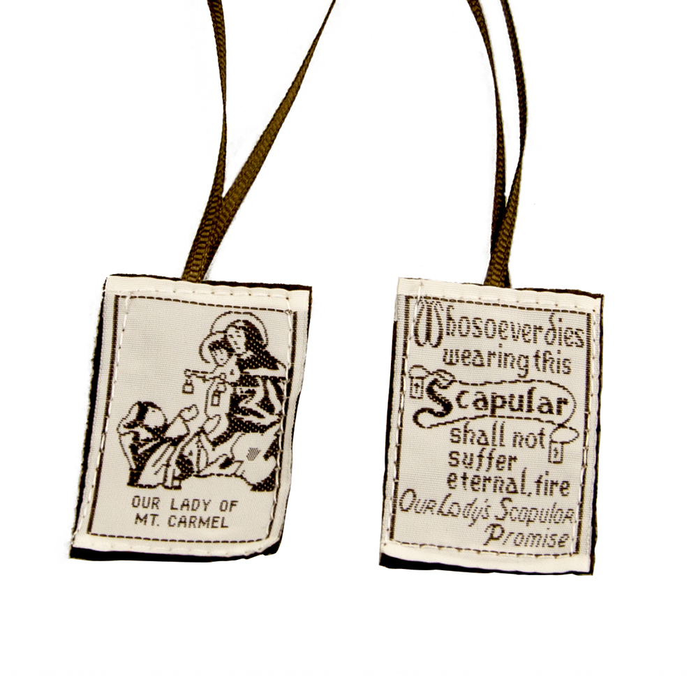 Catholic Brown Scapular - Our Lady of Mount Carmel Devotional Embroidered Felt Religious Gift