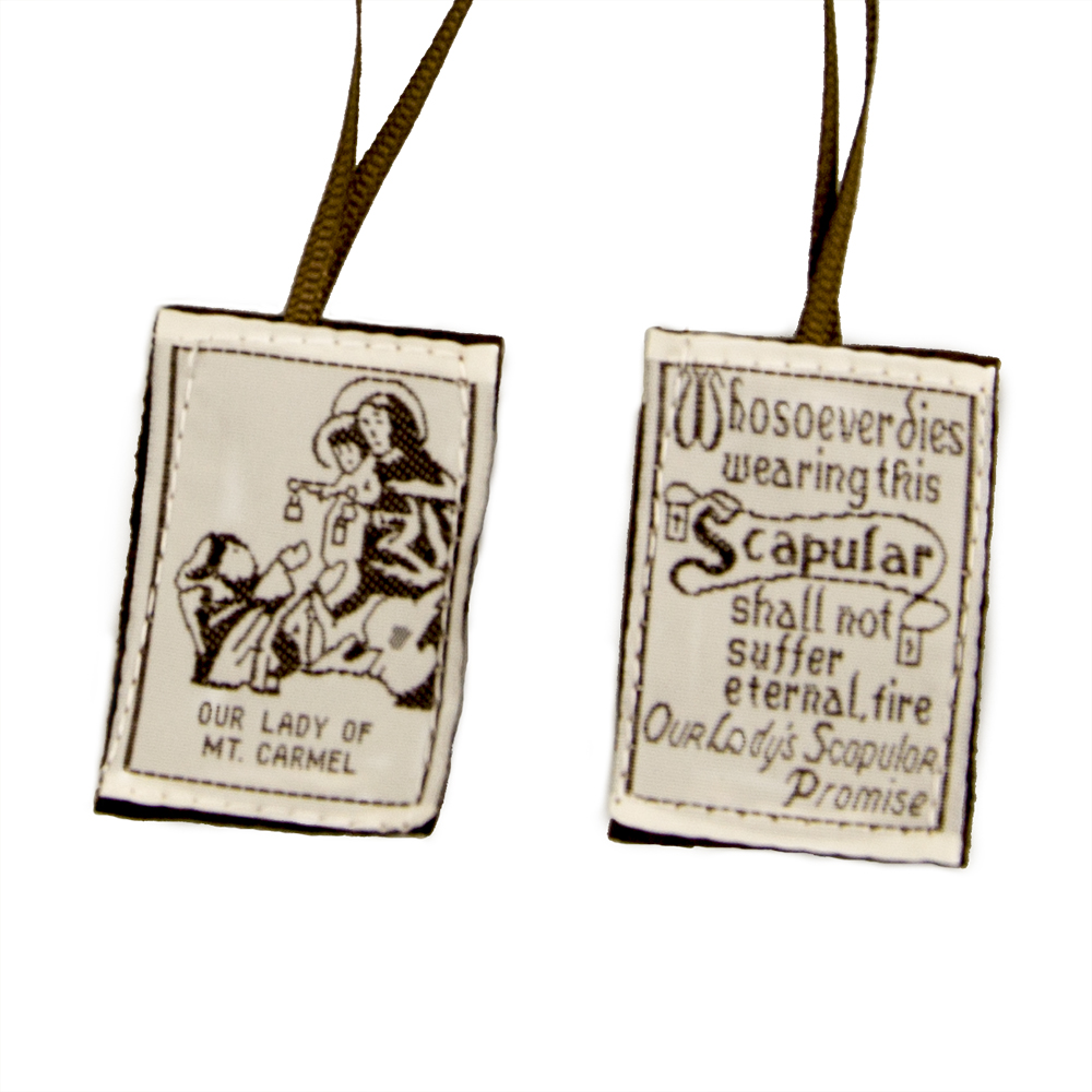 Catholic Brown Scapular - Our Lady of Mount Carmel Devotional Embroidered Felt Religious Gift