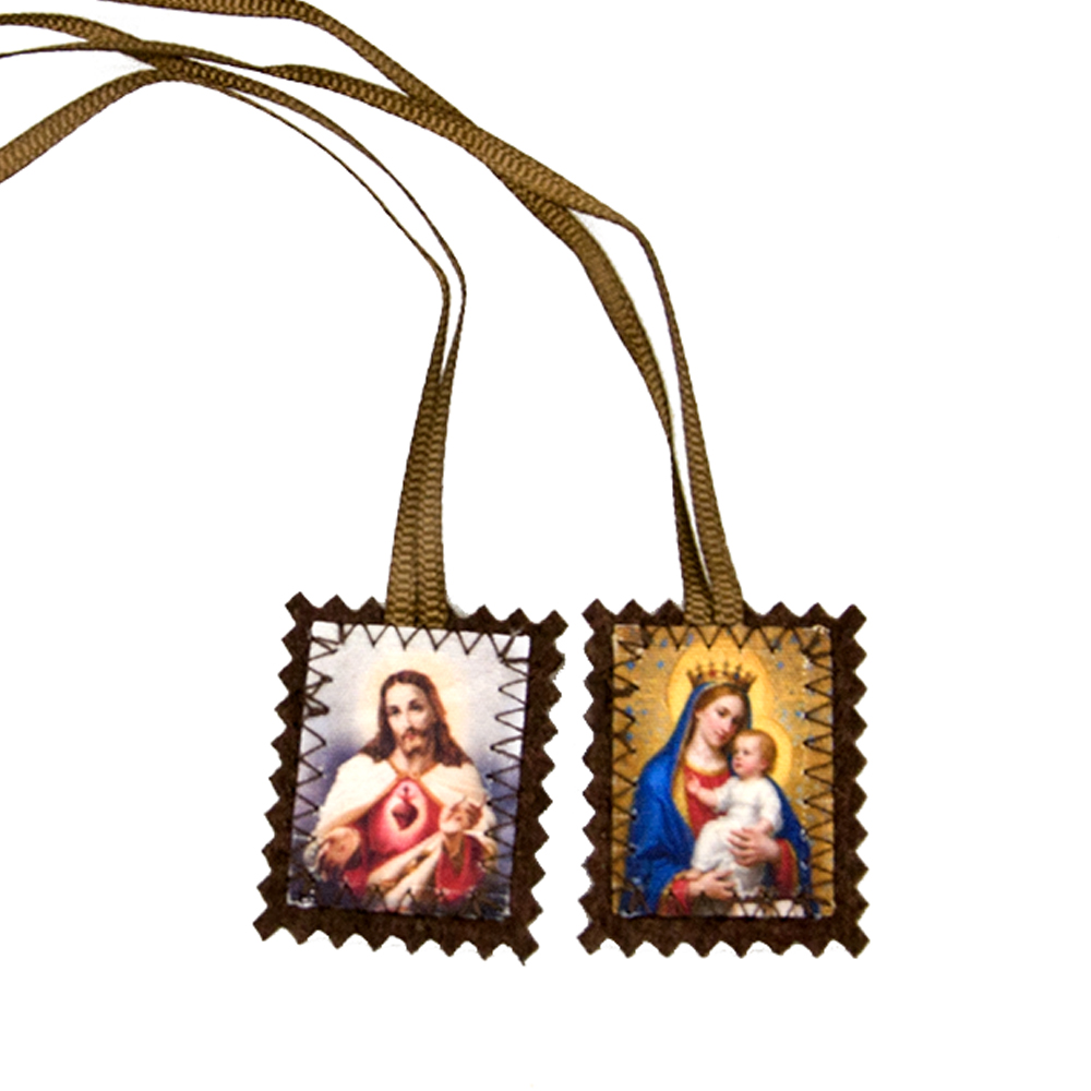 Catholic Cloth Scapular - Jesus and Virgin Mary Devotional Religious Gift