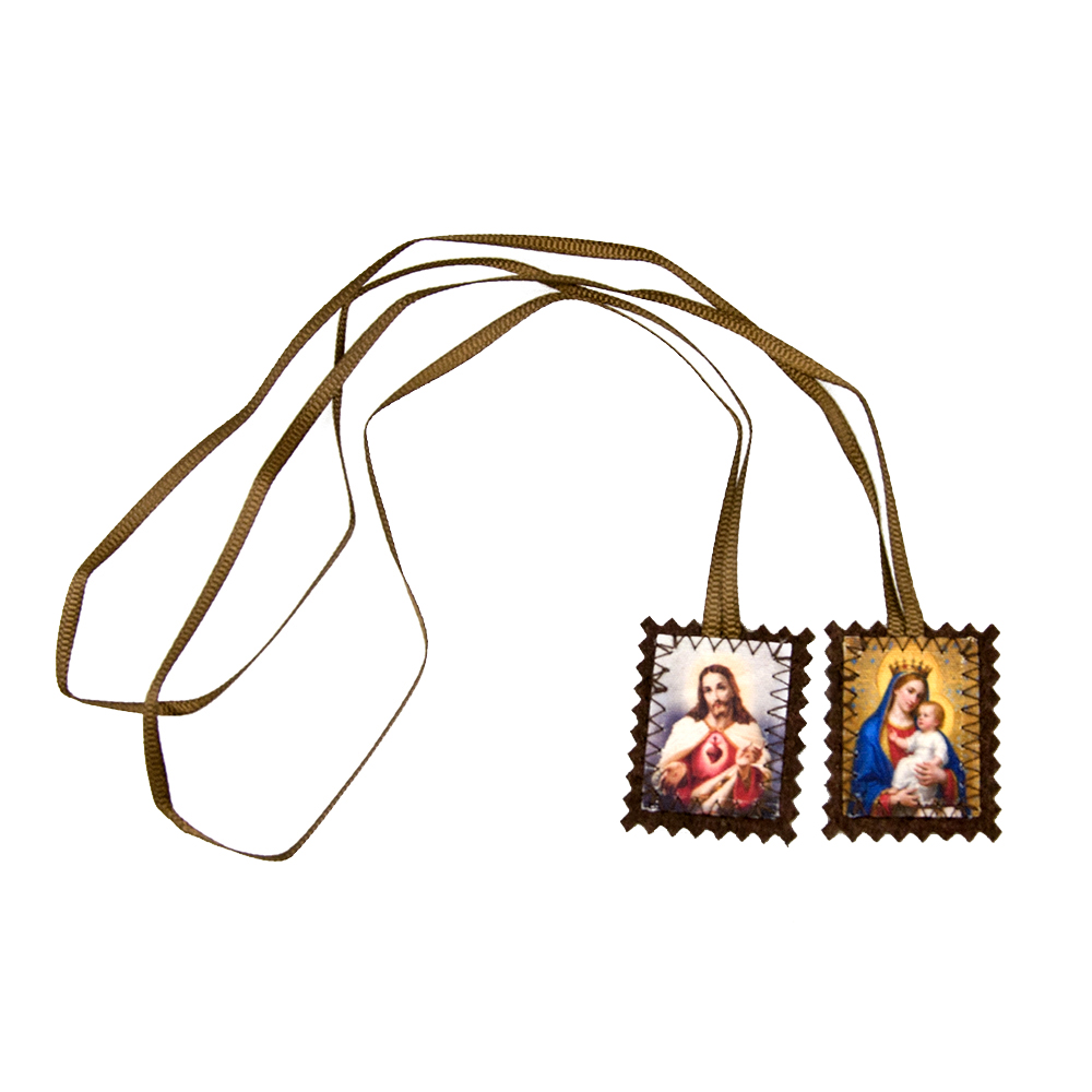 Catholic Cloth Scapular - Jesus and Virgin Mary Devotional Religious Gift