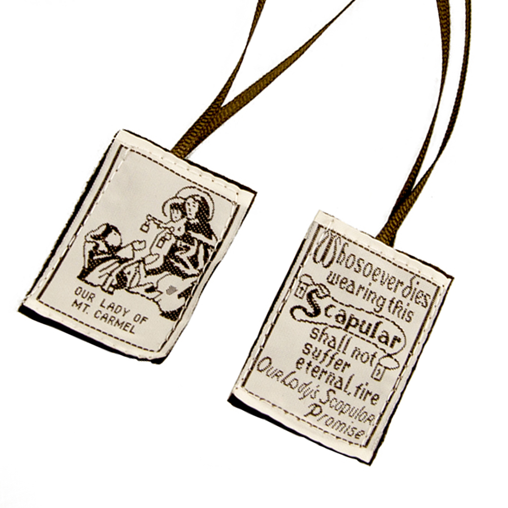 Catholic Brown Scapular - Our Lady of Mount Carmel Devotional Embroidered Felt Religious Gift