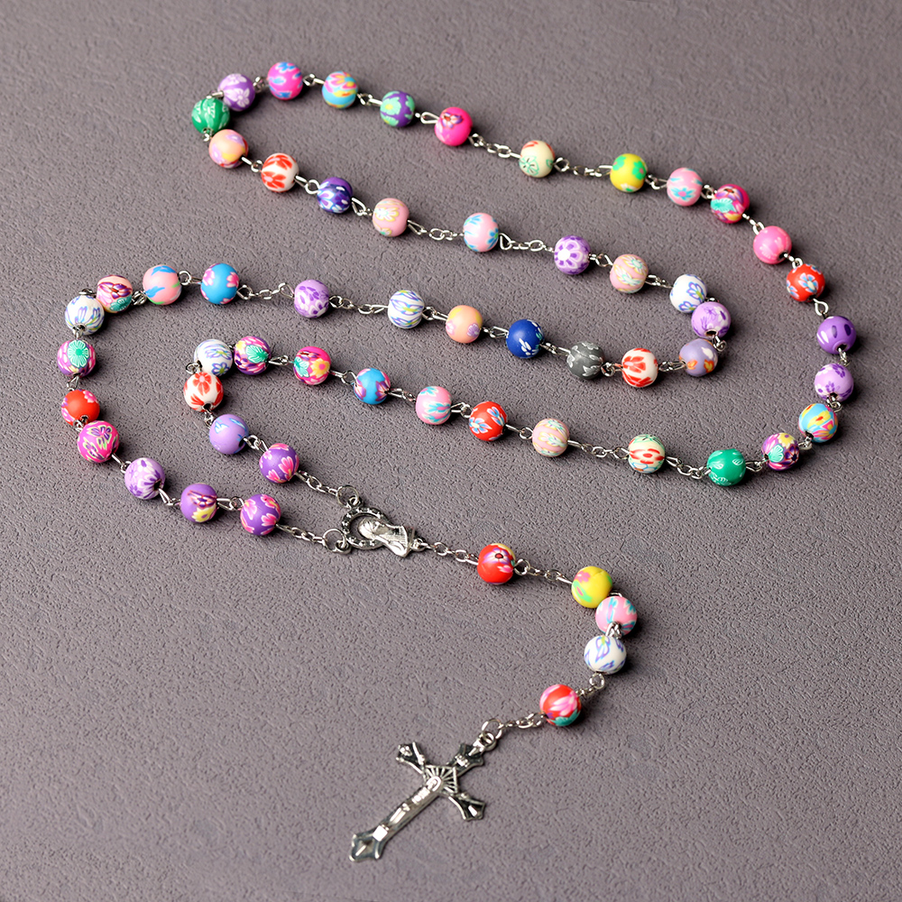 Soft Clay Catholic Rosary - 8mm 6mm Beads Catholic Christian Prayer Gift