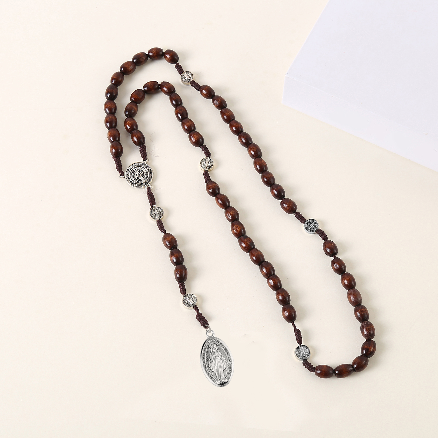Wood Catholic Rosary - Natural Wooden Beads Catholic Christian Prayer Gift