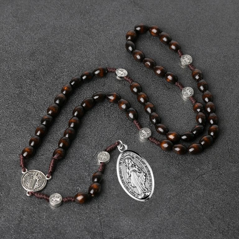 Wood Catholic Rosary – Natural Wooden Beads Catholic Christian Prayer Gift